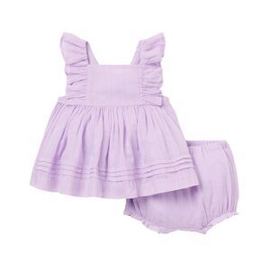 Janie And Jack Girls  Ruffle Pintuck Matching Set, Purple